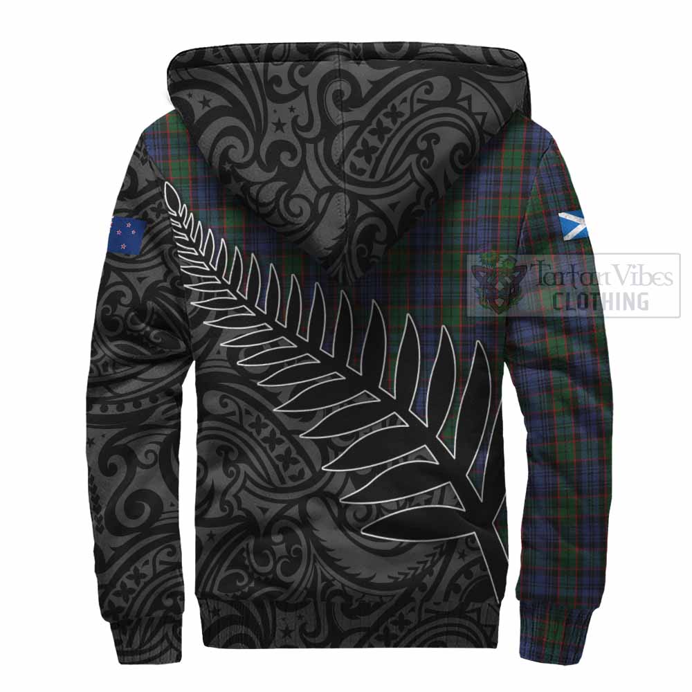 Tartan Vibes Clothing Fletcher Crest Tartan Sherpa Hoodie with New Zealand Silver Fern Half Style