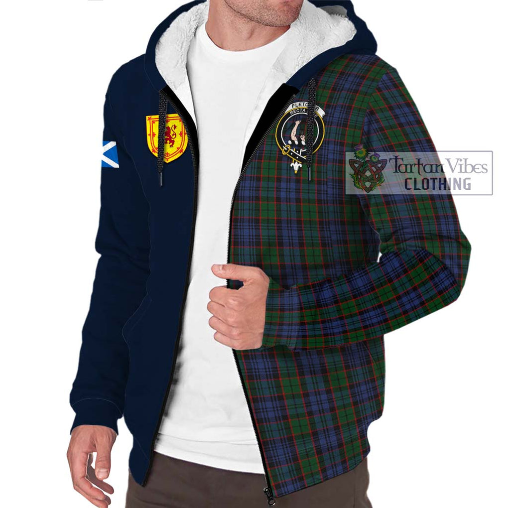 Tartan Vibes Clothing Fletcher Tartan Sherpa Hoodie with Scottish Lion Royal Arm Half Style