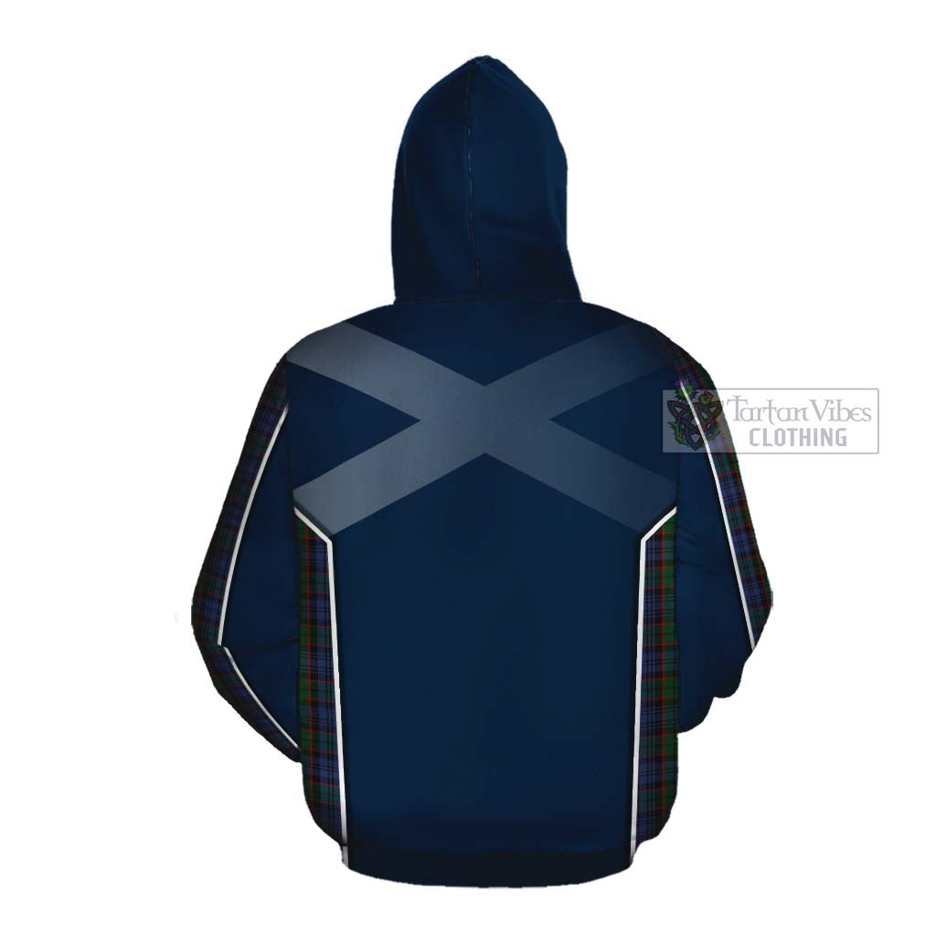 Tartan Vibes Clothing Fletcher Tartan Cotton Hoodie with Family Crest and Scottish Thistle Vibes Sport Style