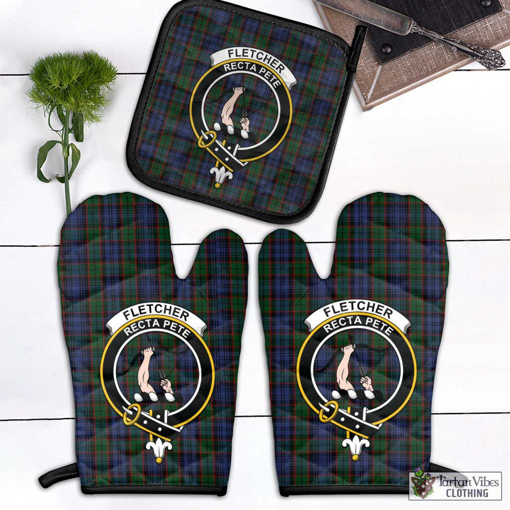 Fletcher Tartan Combo Oven Mitt & Pot-Holder with Family Crest Black - Tartan Vibes Clothing