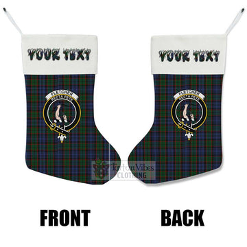 Fletcher Tartan Family Crest Christmas Stocking with Personalized Text