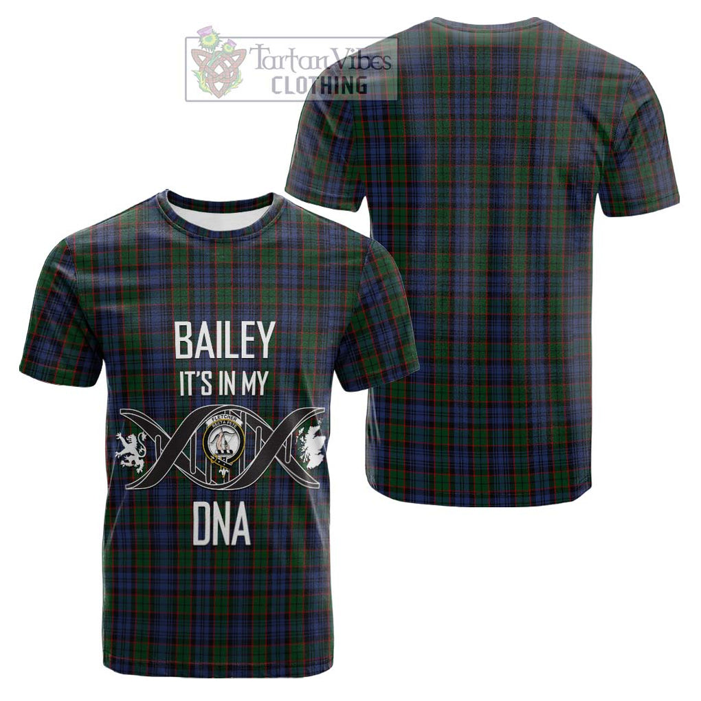 Tartan Vibes Clothing Fletcher Tartan Cotton T-shirt with Family Crest DNA In Me Style