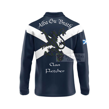 Fletcher Tartan Lion Rampant Long Sleeve Polo Shirt  Proudly Display Your Heritage with Alba Gu Brath and Clan Name