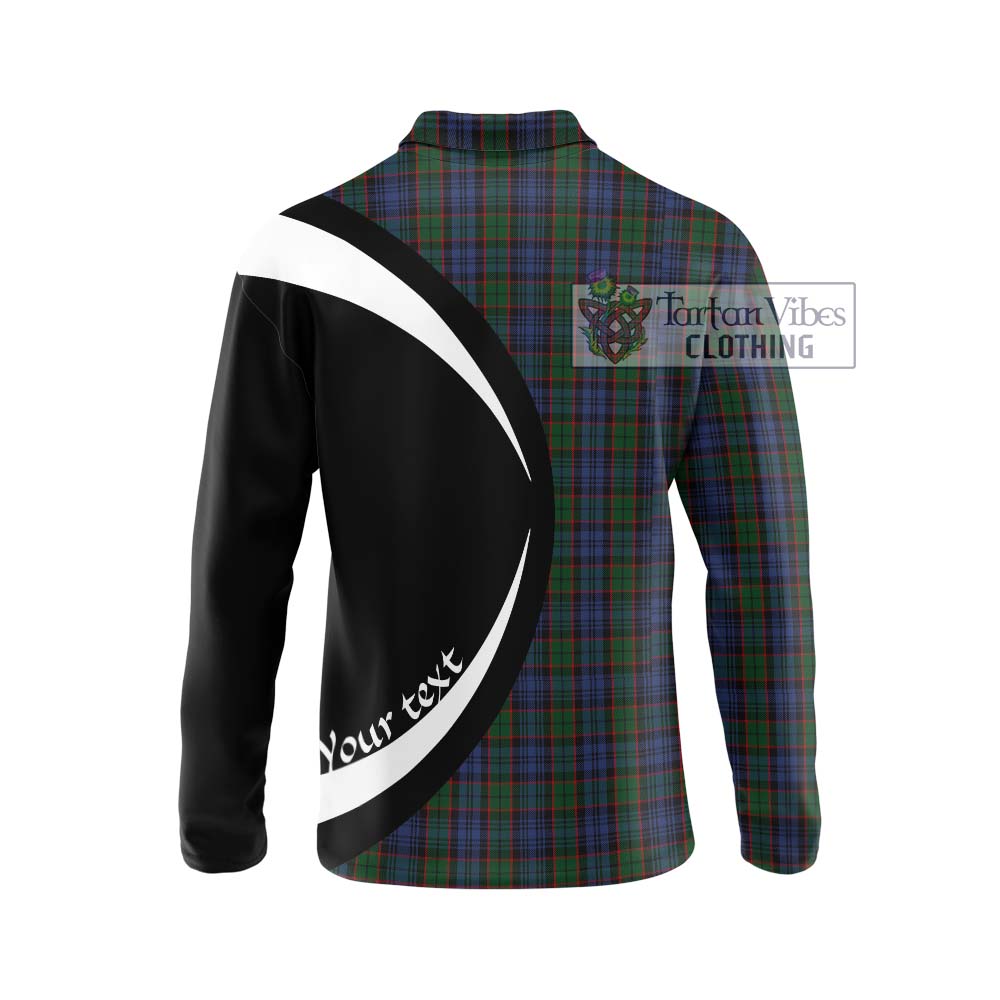 Fletcher Tartan Long Sleeve Polo Shirt with Family Crest Circle Style - Tartan Vibes Clothing