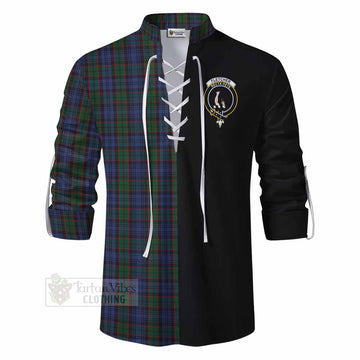 Fletcher Tartan Ghillie Kilt Shirt with Family Crest and Half Of Me Style