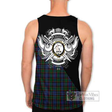 Fletcher Tartan Men's Tank Top with Family Crest and Military Logo Style