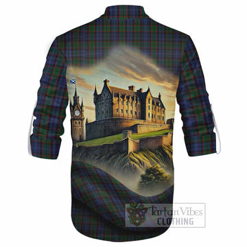 Fletcher Tartan Family Crest Ghillie Kilt Shirt with Scottish Ancient Castle Style - Tartan Vibes Clothing