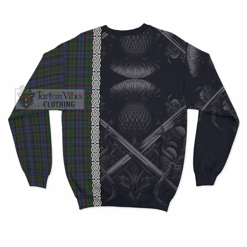 Tartan Vibes Clothing Fletcher Tartan Sweatshirt with Family Crest Cross Sword Thistle Celtic Vibes