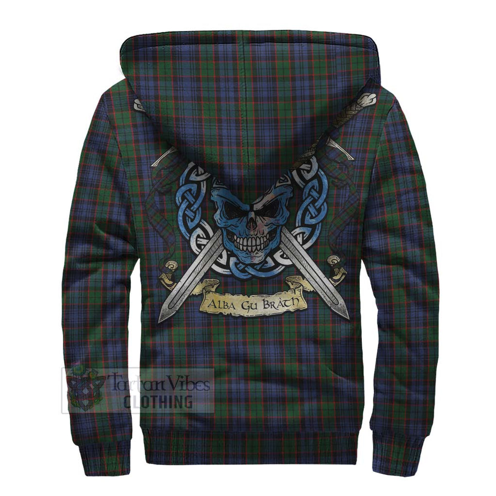 Tartan Vibes Clothing Fletcher Tartan Sherpa Hoodie with Family Crest Celtic Skull Style