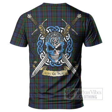 Fletcher Tartan T-Shirt with Family Crest Celtic Skull Style