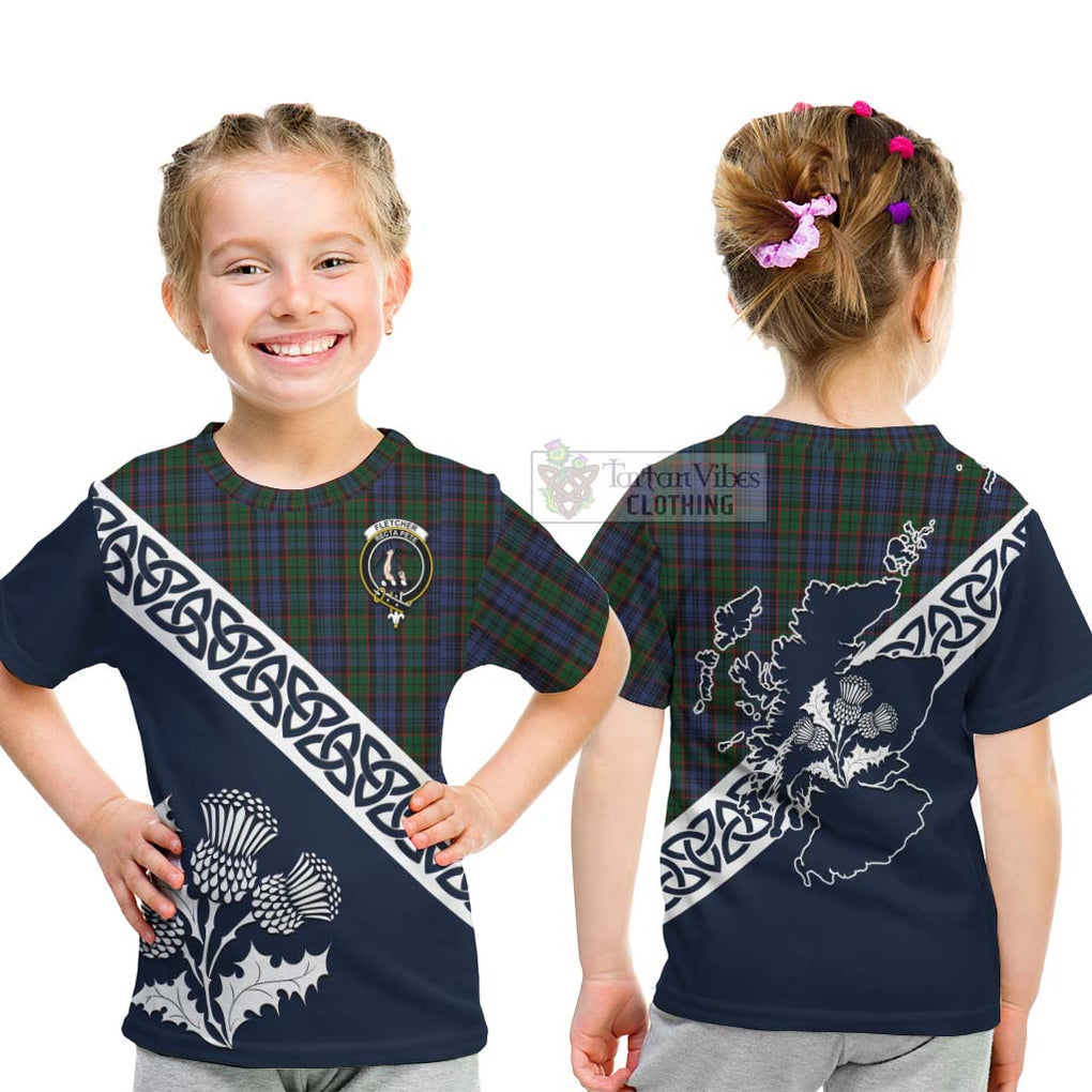 Tartan Vibes Clothing Fletcher Tartan Kid T-Shirt Featuring Thistle and Scotland Map