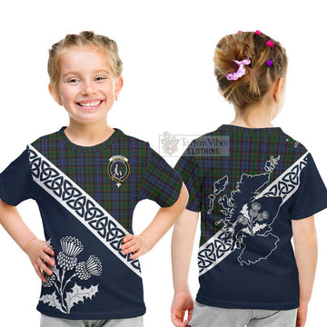 Fletcher Tartan Kid T-Shirt Featuring Thistle and Scotland Map