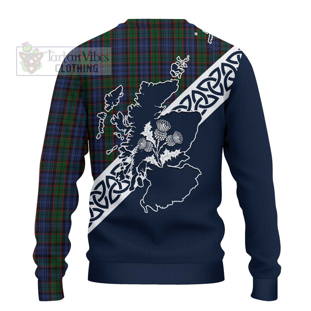 Tartan Vibes Clothing Fletcher Tartan Knitted Sweater Featuring Thistle and Scotland Map