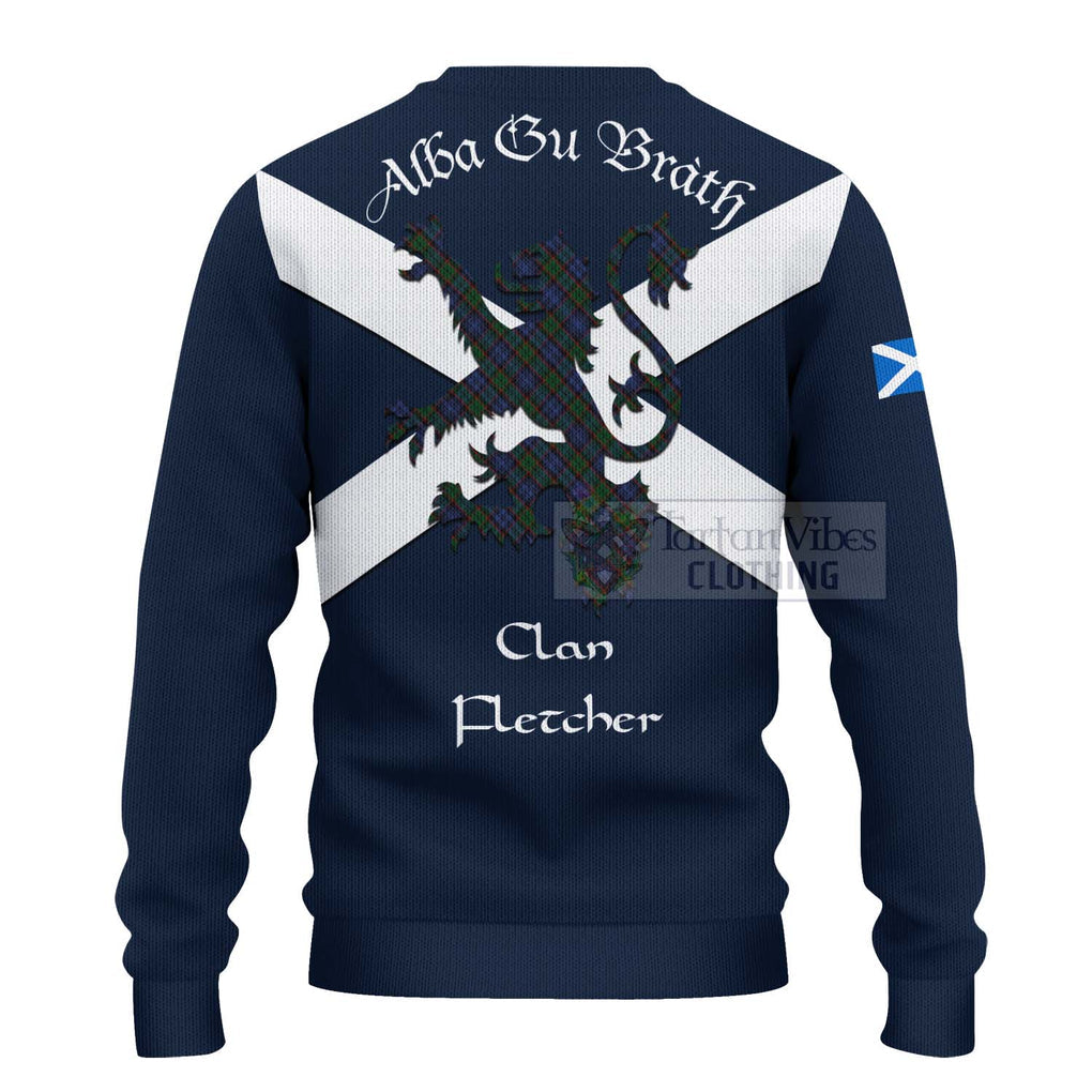 Tartan Vibes Clothing Fletcher Tartan Lion Rampant Knitted Sweater – Proudly Display Your Heritage with Alba Gu Brath and Clan Name