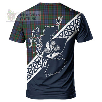 Fletcher Tartan T-Shirt Featuring Thistle and Scotland Map