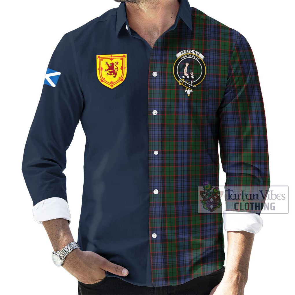 Tartan Vibes Clothing Fletcher Tartan Long Sleeve Button Shirt with Scottish Lion Royal Arm Half Style