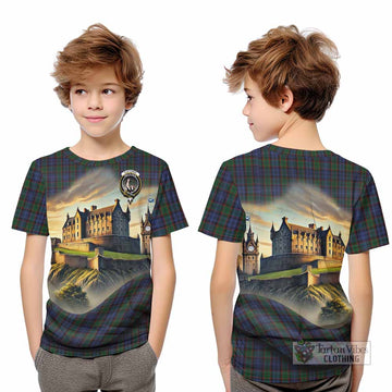 Fletcher Tartan Family Crest Kid T-Shirt with Scottish Ancient Castle Style - Tartan Vibes Clothing