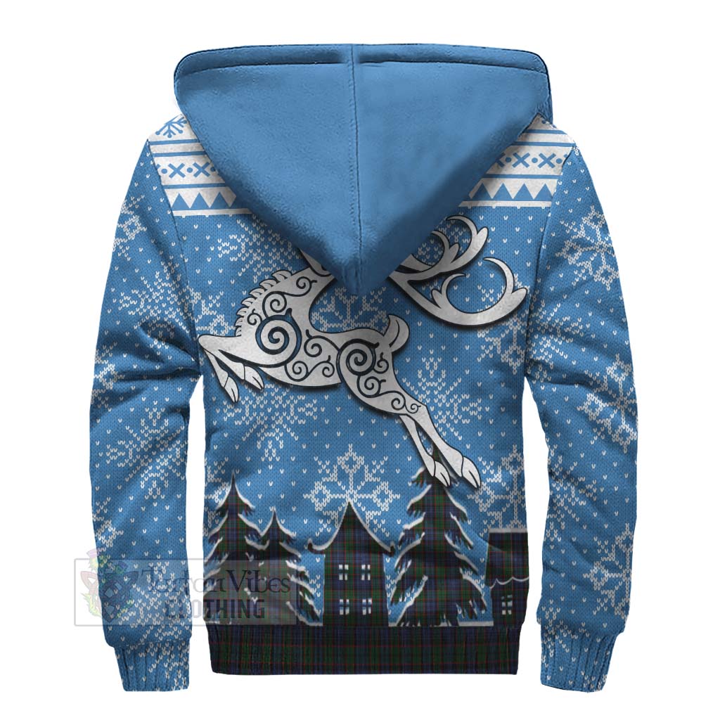 Tartan Vibes Clothing Fletcher Clan Christmas Sherpa Hoodie Celtic Reindeer Style