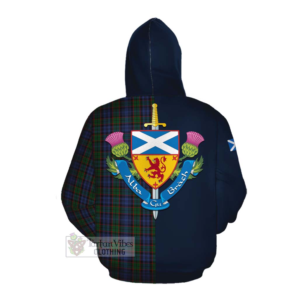 Tartan Vibes Clothing Fletcher Tartan Cotton Hoodie Alba with Scottish Lion Royal Arm Half Style