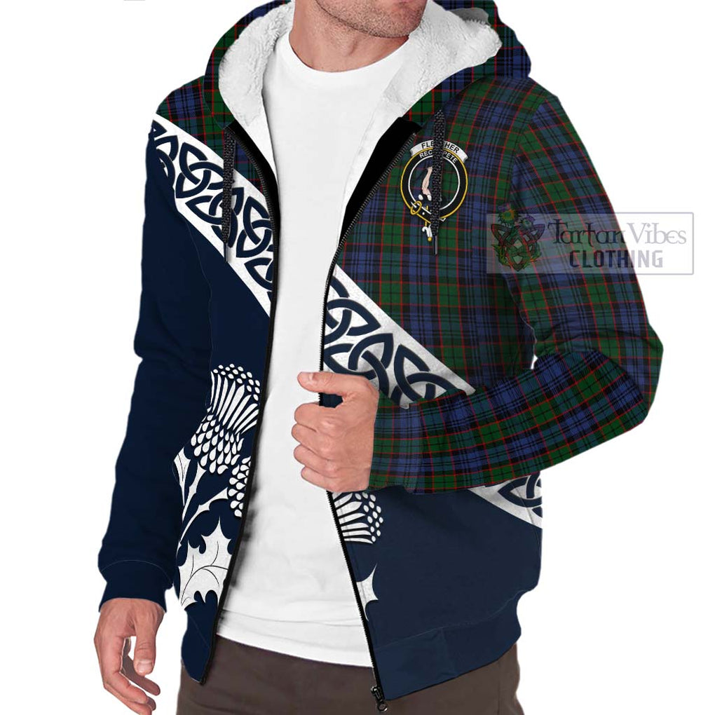 Tartan Vibes Clothing Fletcher Tartan Sherpa Hoodie Featuring Thistle and Scotland Map