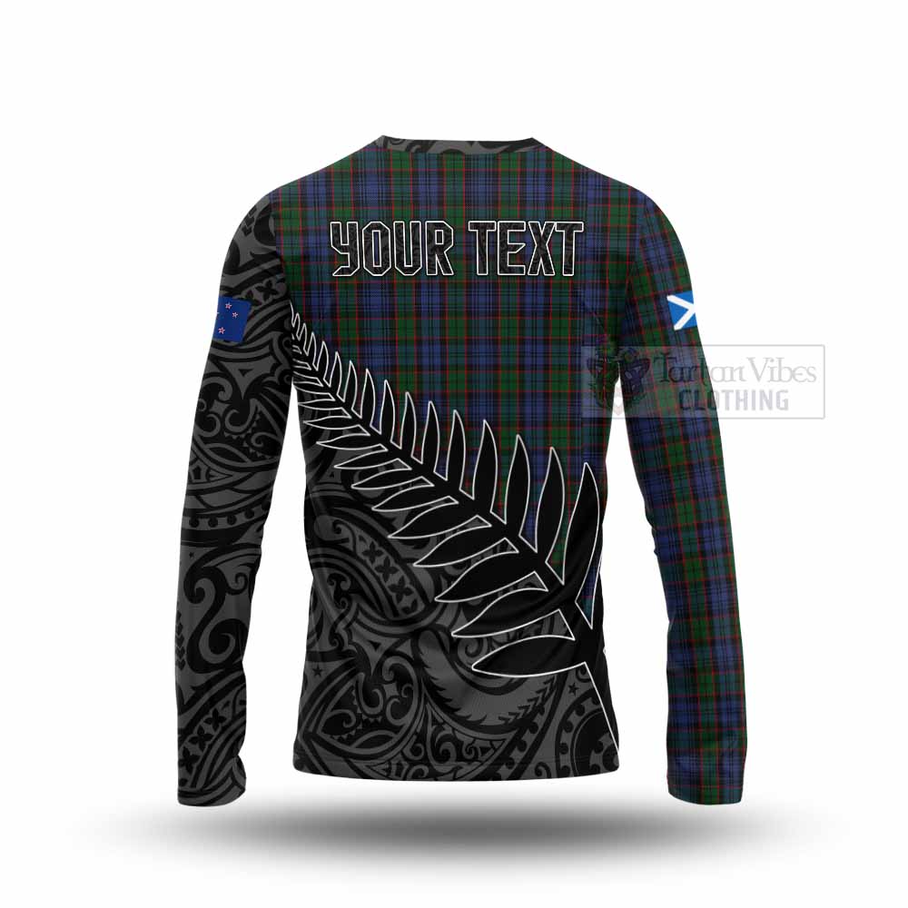 Tartan Vibes Clothing Fletcher Crest Tartan Long Sleeve T-Shirt with New Zealand Silver Fern Half Style