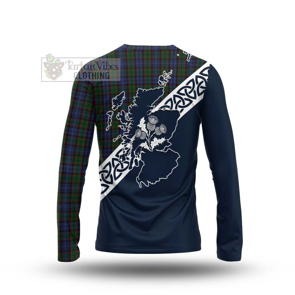 Tartan Vibes Clothing Fletcher Tartan Long Sleeve T-Shirt Featuring Thistle and Scotland Map