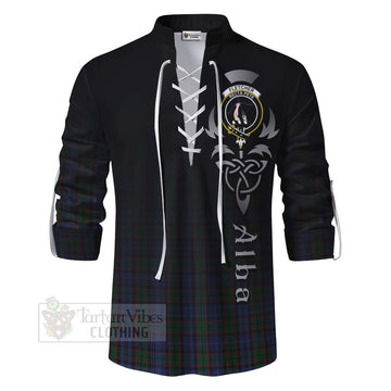 Fletcher Tartan Ghillie Kilt Shirt Featuring Alba Gu Brath Family Crest Celtic Inspired