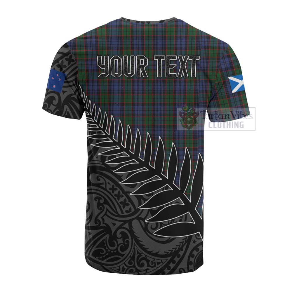 Tartan Vibes Clothing Fletcher Crest Tartan Cotton T-shirt with New Zealand Silver Fern Half Style