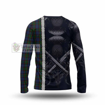 Fletcher Tartan Long Sleeve T-Shirt with Family Crest Cross Sword Thistle Celtic Vibes