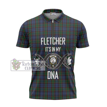 Fletcher Tartan Zipper Polo Shirt with Family Crest DNA In Me Style