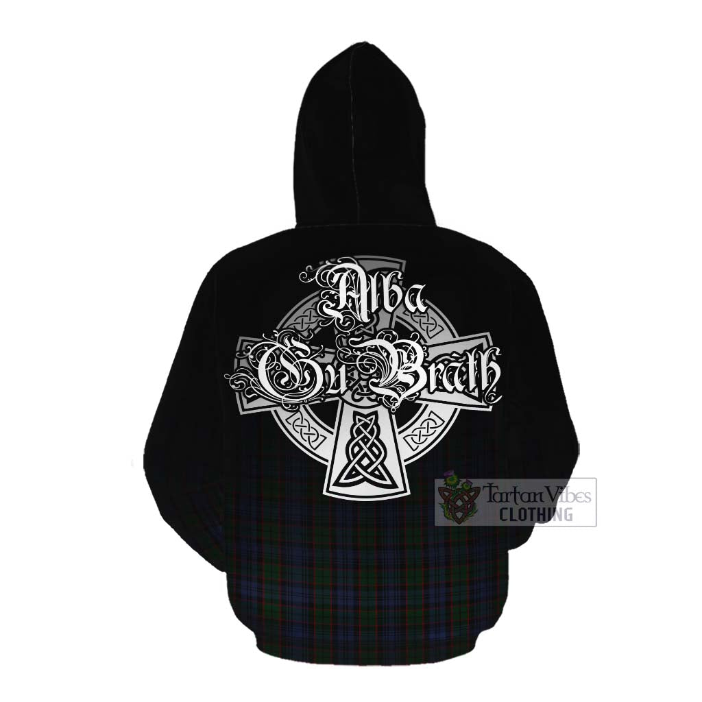 Tartan Vibes Clothing Fletcher Tartan Cotton Hoodie Featuring Alba Gu Brath Family Crest Celtic Inspired