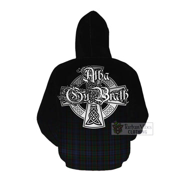 Fletcher Tartan Cotton Hoodie Featuring Alba Gu Brath Family Crest Celtic Inspired