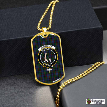 Fletcher Tartan Dog Tag Necklace with Family Crest