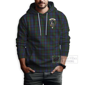 Fletcher Tartan Hoodie with Family Crest and Bearded Skull Holding Bottles of Whiskey