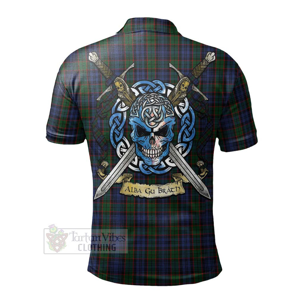 Fletcher Tartan Polo Shirt with Family Crest Celtic Skull Style - Tartan Vibes Clothing