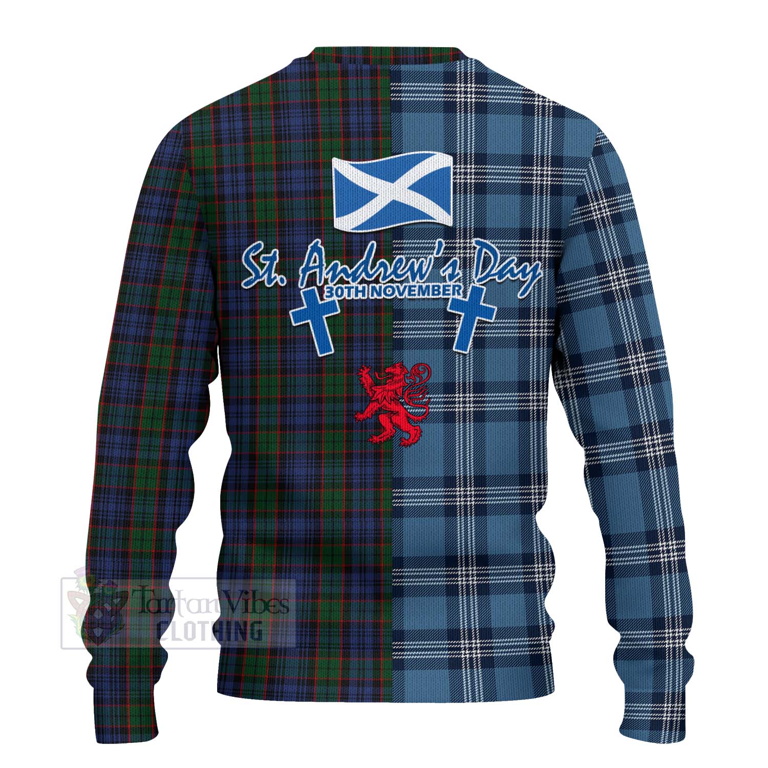 Tartan Vibes Clothing Fletcher Tartan Knitted Sweater Happy St. Andrew's Day Half Tartan Style