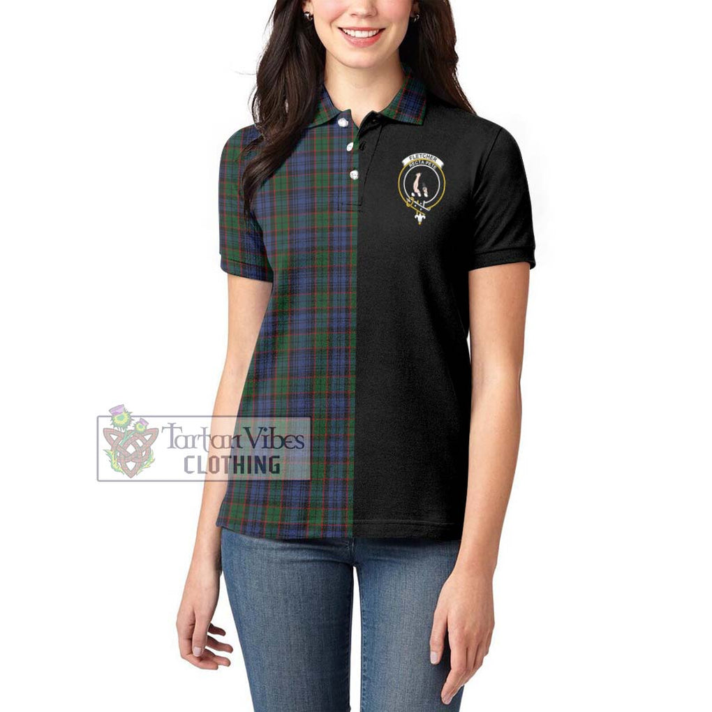 Fletcher Tartan Women's Polo Shirt with Family Crest and Half Of Me Style - Tartanvibesclothing Shop