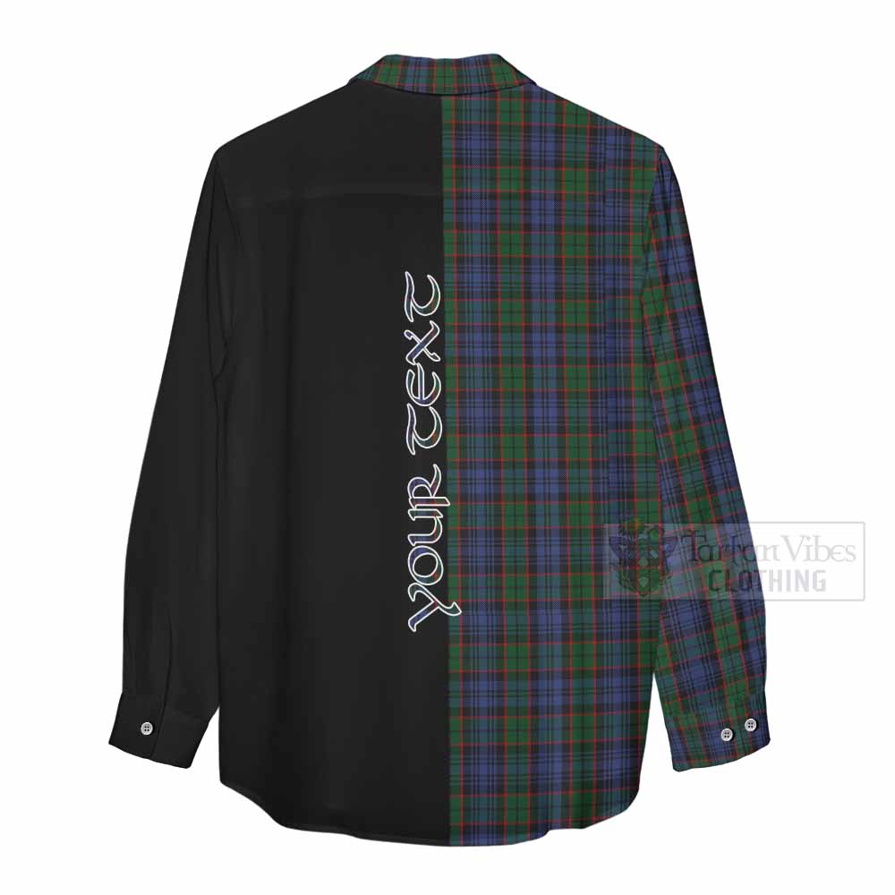 Tartan Vibes Clothing Fletcher Tartan Women's Casual Shirt with Family Crest and Half Of Me Style