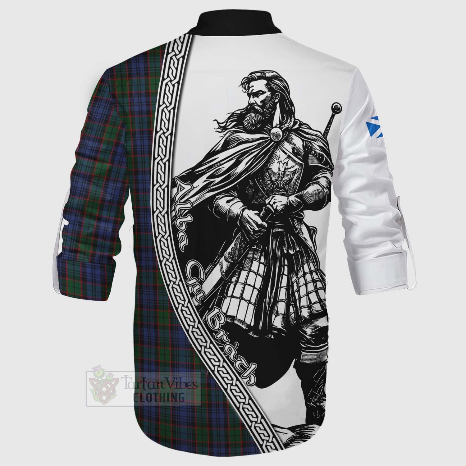 Tartan Vibes Clothing Fletcher Tartan Clan Crest Ghillie Kilt Shirt with Highlander Warrior Celtic Style