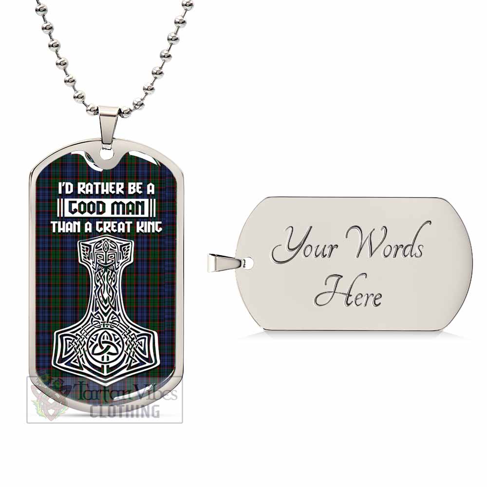 Tartan Vibes Clothing Fletcher Tartan Dog Tag Necklace Viking Mjolnir Style