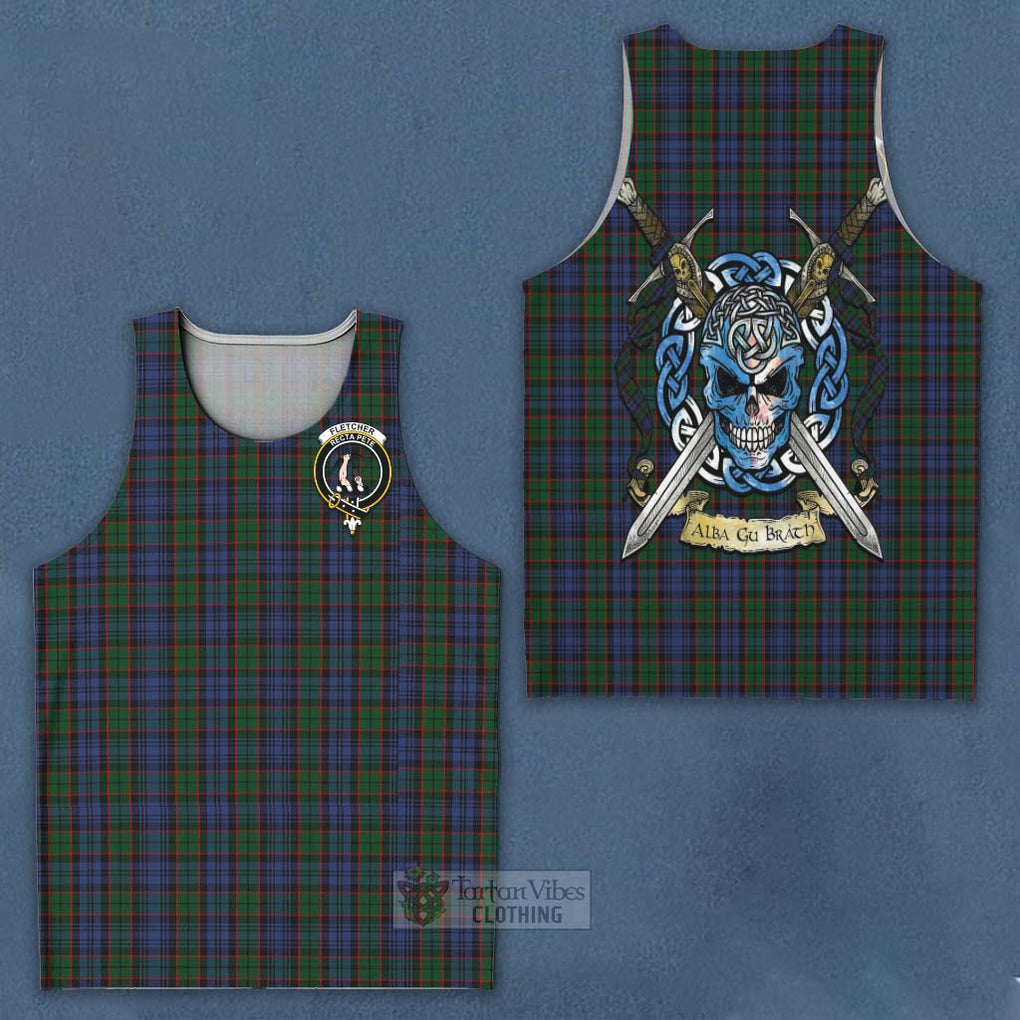 Fletcher Tartan Men's Tank Top with Family Crest Celtic Skull Style - Tartan Vibes Clothing