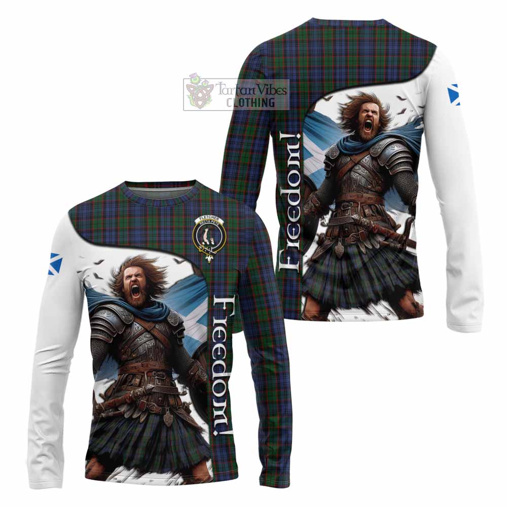 Tartan Vibes Clothing Fletcher Crest Tartan Long Sleeve T-Shirt Inspired by the Freedom of Scottish Warrior