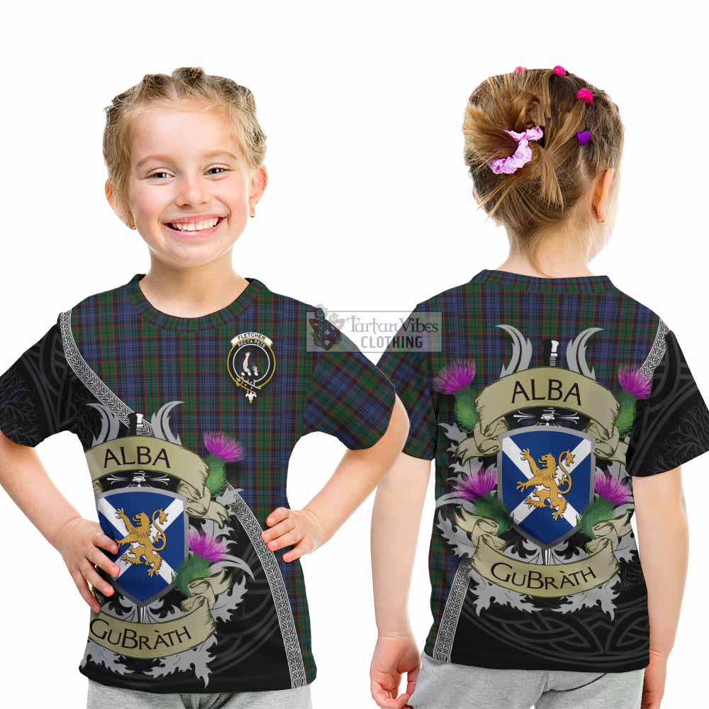 Fletcher Tartan Family Crest Kid T-Shirt Lion Rampant Royal Thistle Shield Celtic Inspired - Tartan Vibes Clothing