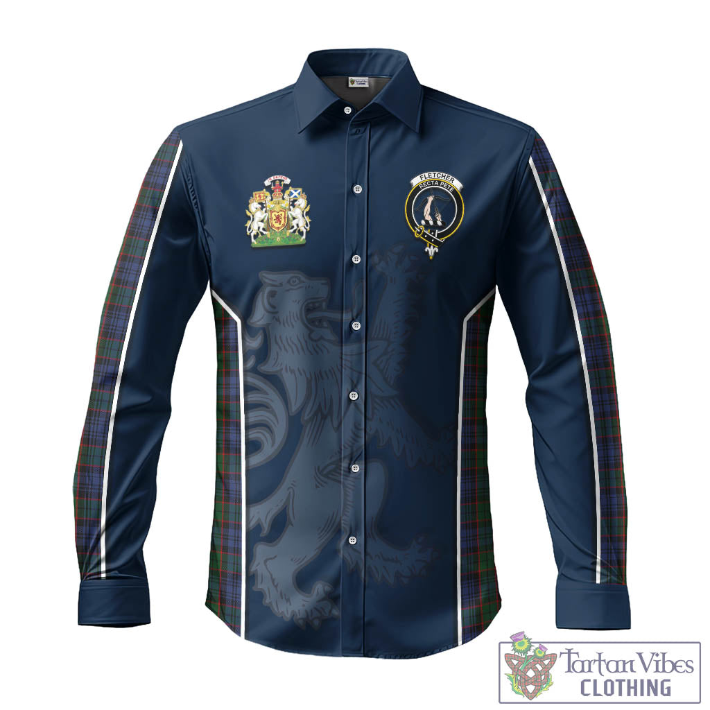 Tartan Vibes Clothing Fletcher Tartan Long Sleeve Button Up Shirt with Family Crest and Lion Rampant Vibes Sport Style