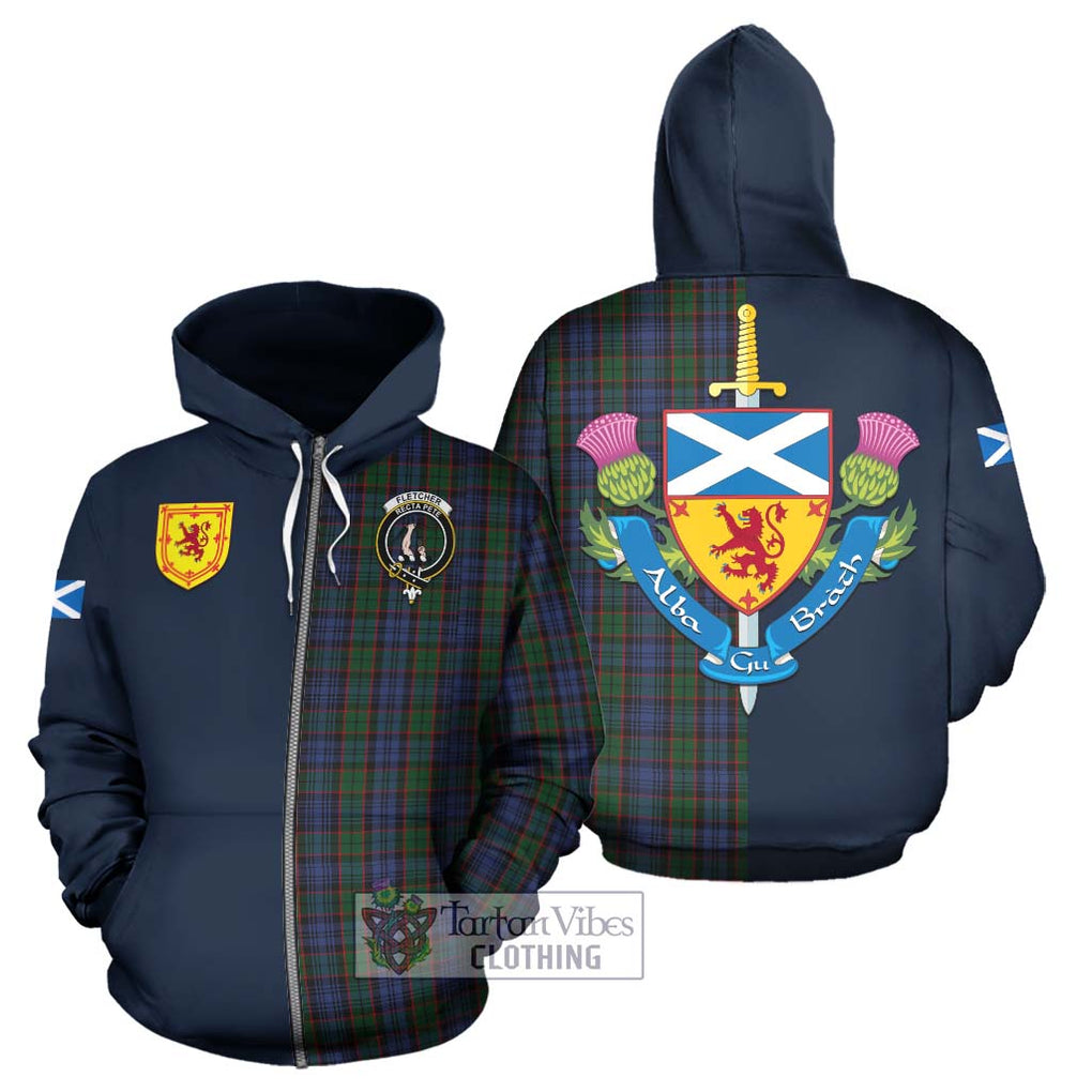 Tartan Vibes Clothing Fletcher Tartan Hoodie with Scottish Lion Royal Arm Half Style