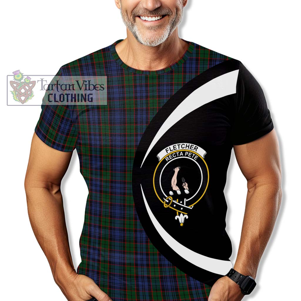 Tartan Vibes Clothing Fletcher Tartan T-Shirt with Family Crest Circle Style