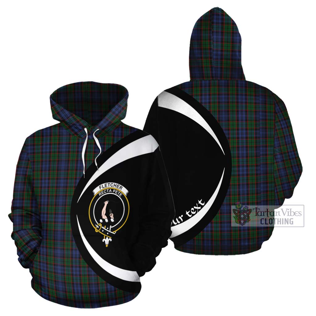 Tartan Vibes Clothing Fletcher Tartan Cotton Hoodie with Family Crest Circle Style