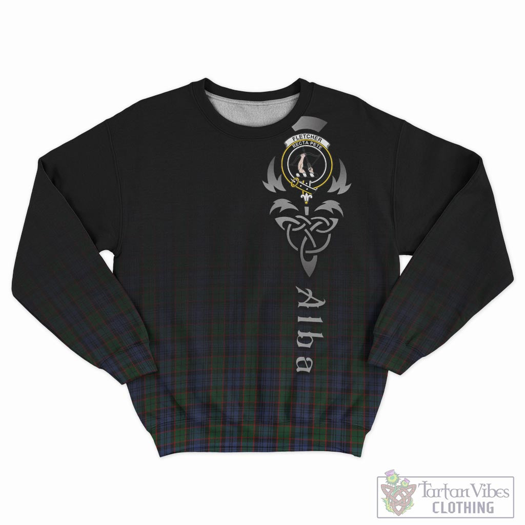 Tartan Vibes Clothing Fletcher Tartan Sweatshirt Featuring Alba Gu Brath Family Crest Celtic Inspired