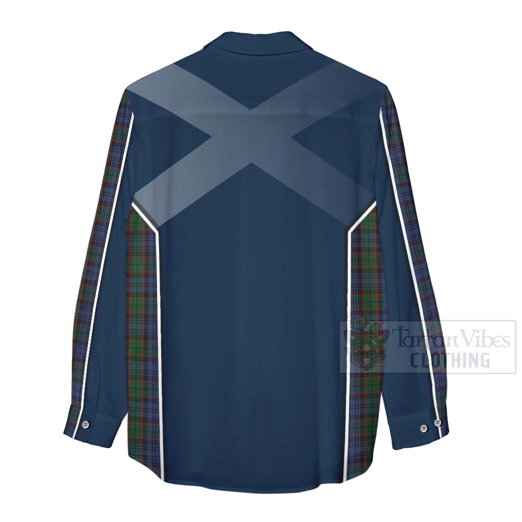 Tartan Vibes Clothing Fletcher Tartan Women's Casual Shirt with Family Crest and Scottish Thistle Vibes Sport Style