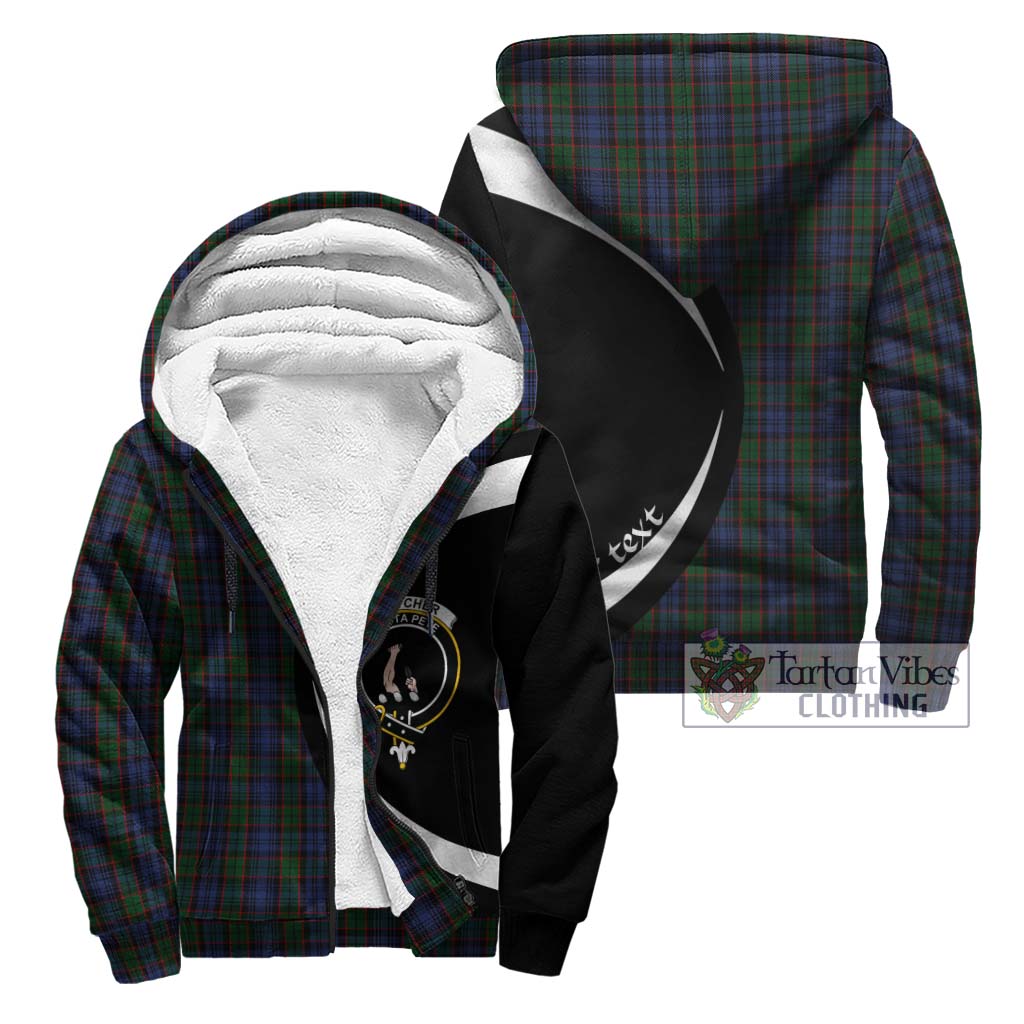 Fletcher Tartan Sherpa Hoodie with Family Crest Circle Style Unisex - Tartan Vibes Clothing